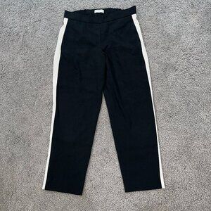 Aritzia BABATON DEXTER Black Crepe Pull-On White Tuxedo Stripe Trousers  EUC 6